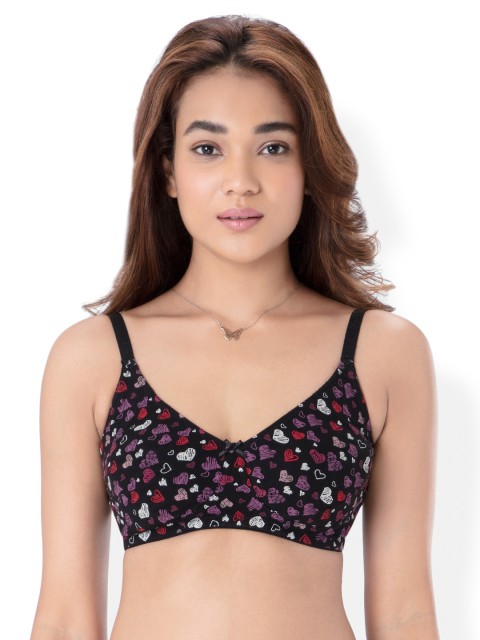 

PrettySecrets Black Printed Non-Wired Non Padded Everyday Bra B0001
