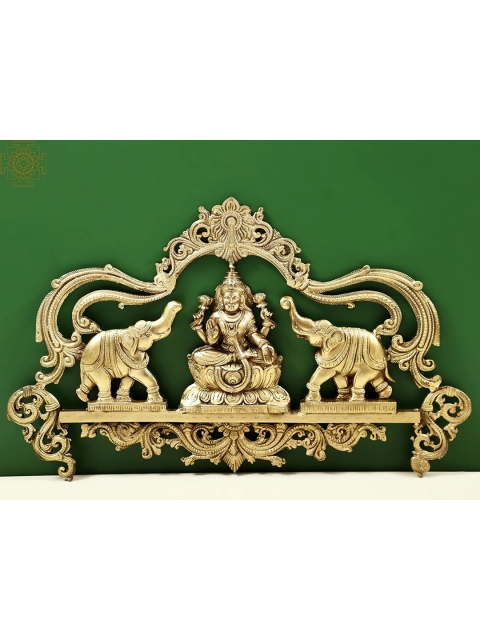 

Exotic India Gold-Toned Bronze Gajalakshmi Wall Hanging