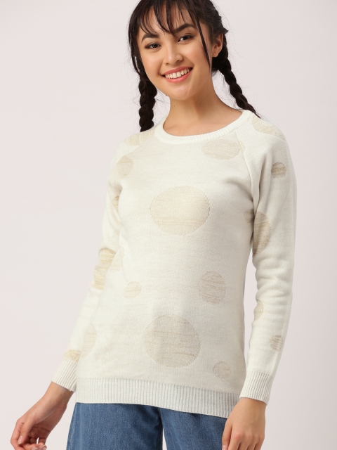 

DressBerry Women Cream-Coloured Printed Pullover