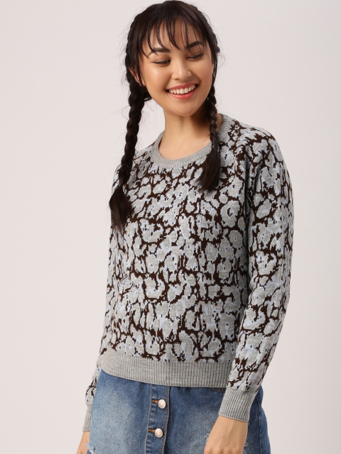 

DressBerry Women Blue & Brown Self-Design Pullover Sweater