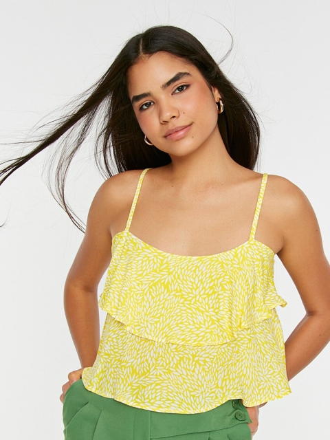 

Trendyol Yellow Floral Print Layered Crop Top