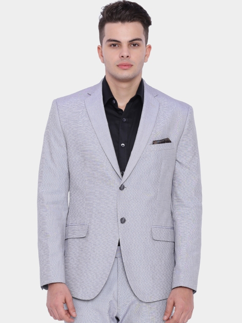 

SUITLTD Grey Textured Slim Single-Breasted Partywear Blazer