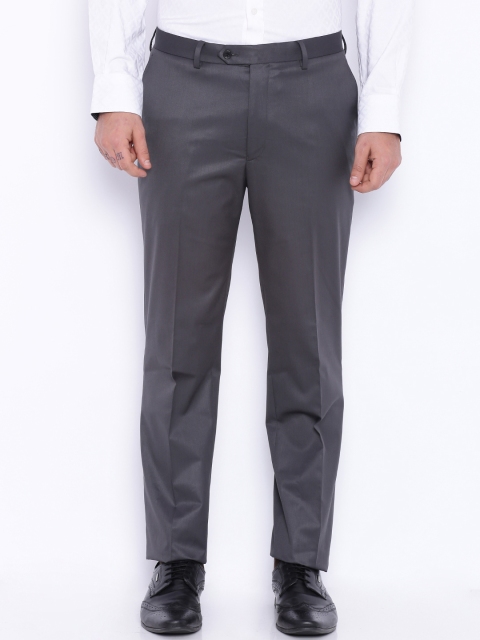 

SUITLTD Men Grey Slim Fit Solid Formal Trousers