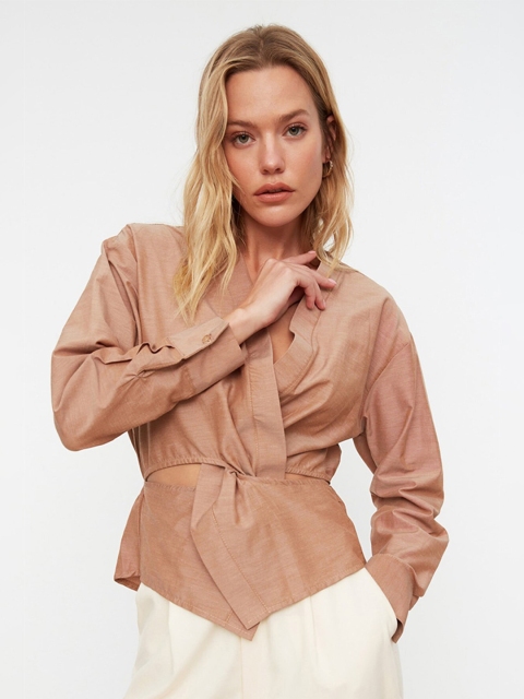 

Trendyol Camel Brown Cinched Waist Top