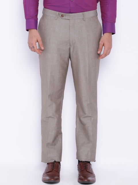

SUITLTD Men Grey Slim Fit Solid Formal Trousers, Beige