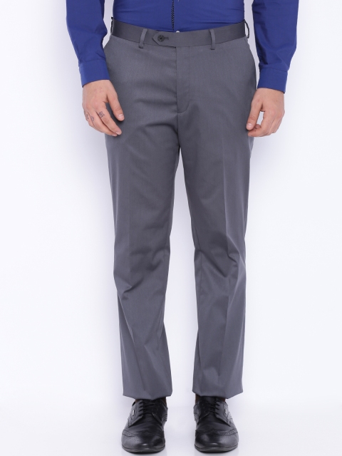 

SUITLTD Men Grey Slim Fit Solid Formal Trousers