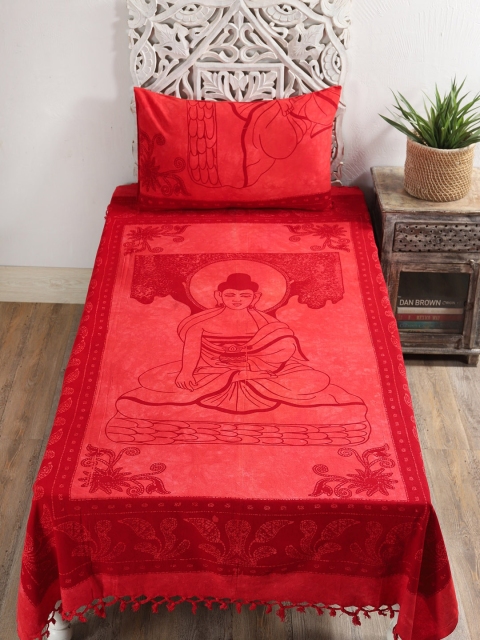 

HANDICRAFT PALACE Unisex Red Bedsheets