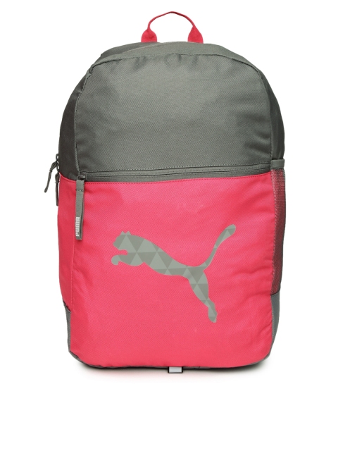 

Puma Unisex Grey & Pink Colourblocked Backpack