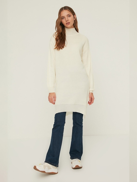 

Trendyol Women Off White Longline Pullover