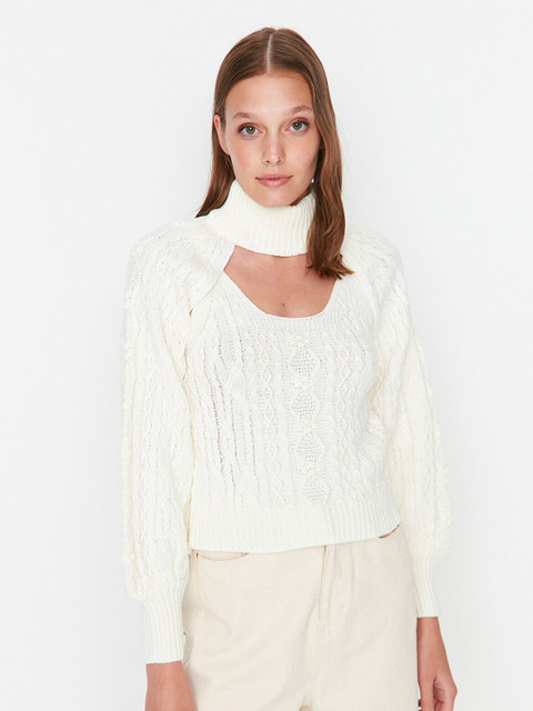 

Trendyol Women Off White Pullover