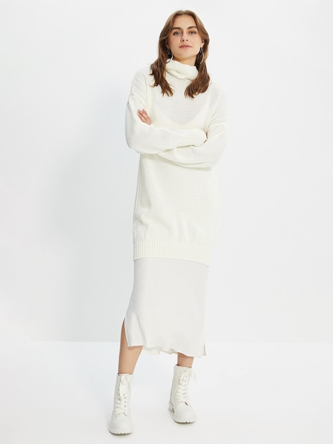 

Trendyol Women Off White Longline Pullover