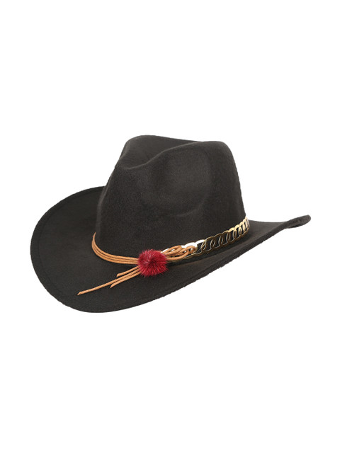 

FabSeasons Men Black Solid Trilby Hat