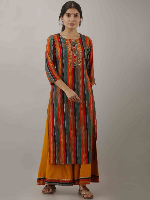 

KALINI Women Multicoloured Striped Gotta Patti Kurta with Palazzo, Multi
