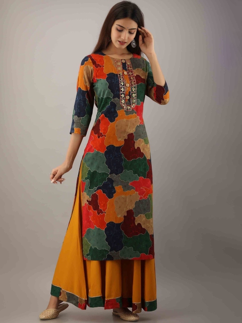 

KALINI Women Mustard Yellow Sequinned Kurta with Palazzos
