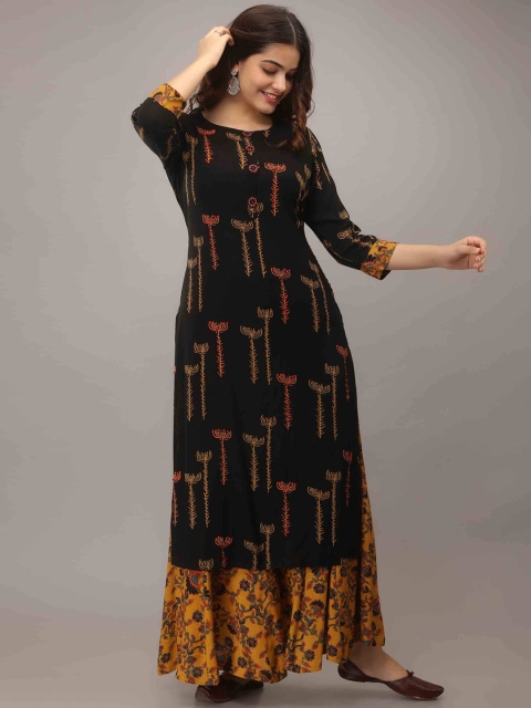 

KALINI Women Black Empire Kurta With Skirt