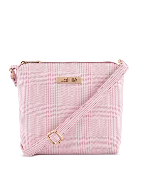 

LaFille Pink Checked PU Structured Sling Bag