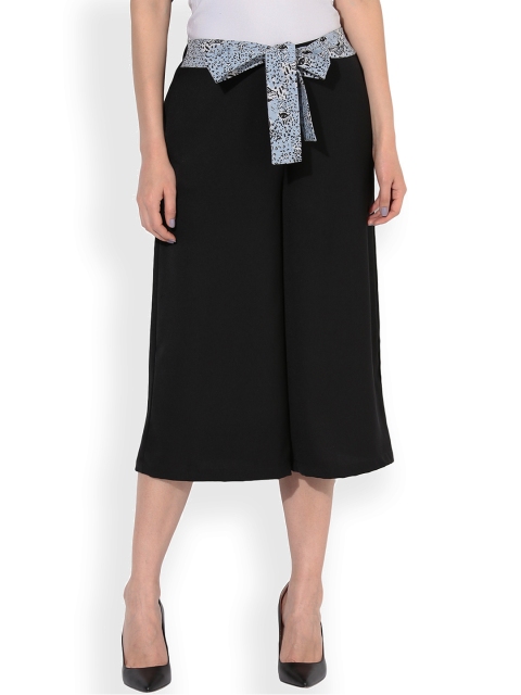 

Besiva Women Black Relaxed Straight Leg Culottes