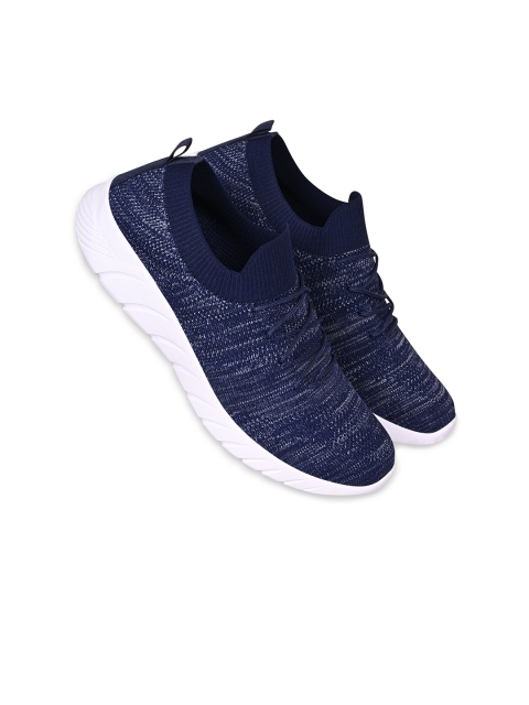 

TPENT Men Navy Blue Woven Design Slip-On Sneakers