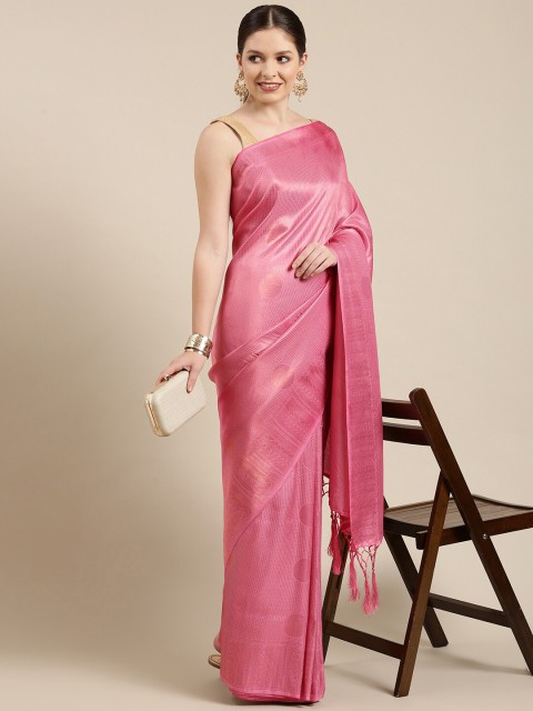 

MARGI DESIGNERS Pink Ethnic Motifs Zari Art Silk Banarasi Saree
