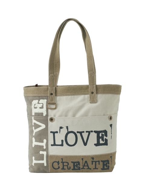 

Mona B Brown Canvas Printed Tote Bag