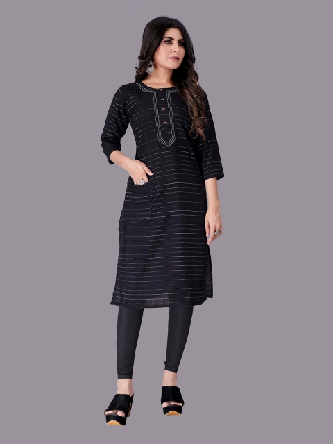 

Fashion FRICKS Black Printed Pure Cotton Kurti