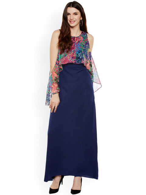 

Athena Women Blue Cold Shoulder Maxi Dress