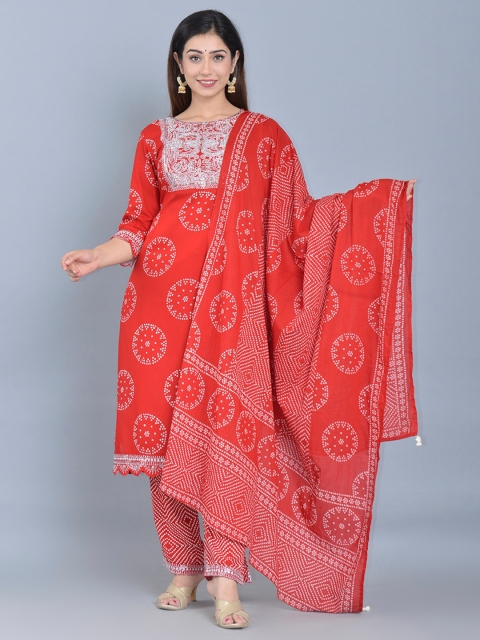 

Bachuu Women Red Ethnic Motifs Printed Kurta Set