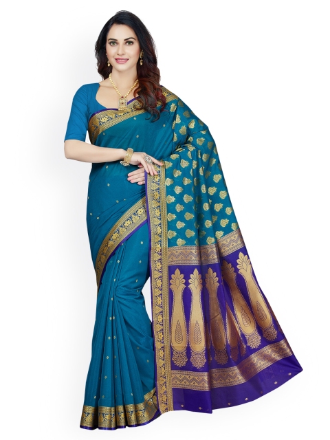 

Ishin Blue Woven Design Polycotton Saree