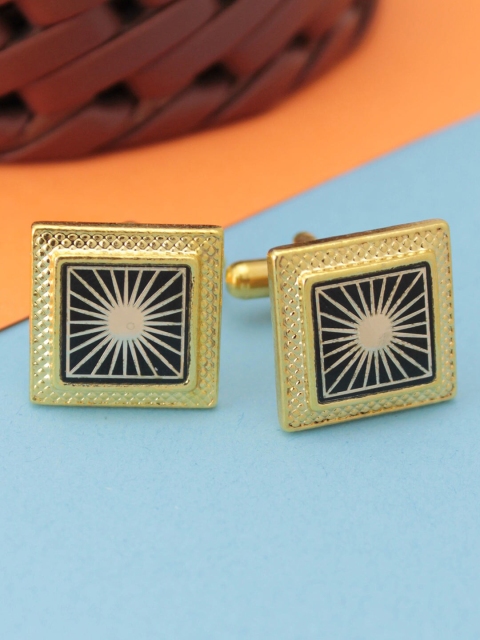 

Kavove Gold-Toned & Black Cufflink