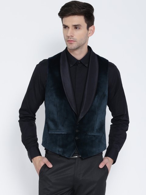 

Blackberrys Navy Slim Fit Velvet Finish Waistcoat, Navy blue