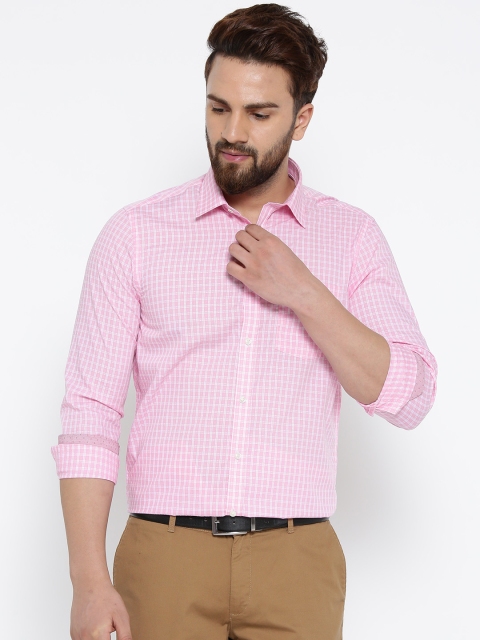 

Blackberrys Men Pink & White Slim Fit Checked Semiformal Shirt