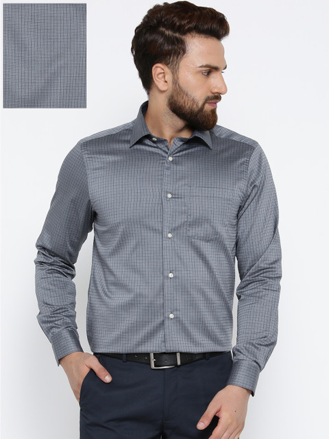 

Blackberrys Men Grey Smart Fit Checked Formal Shirt