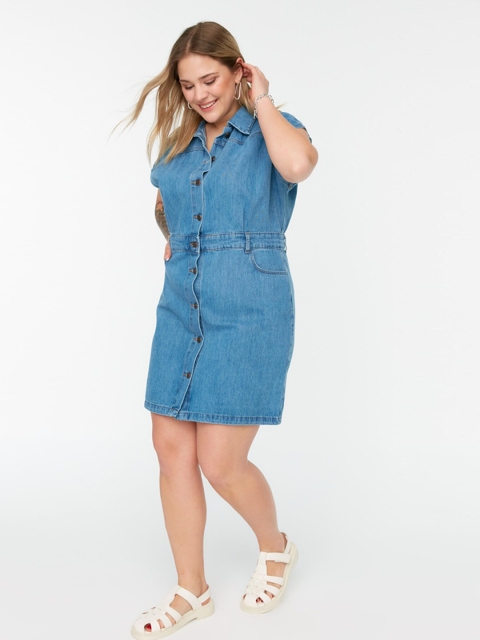 

Trendyol Blue Denim Shirt Dress