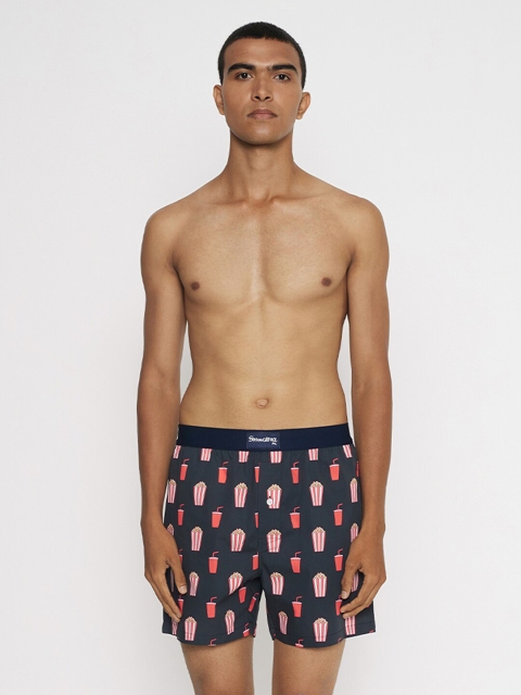 

SMUGGLERZ INC. Men Grey Printed Comfort-Fit Pure Cotton Boxers
