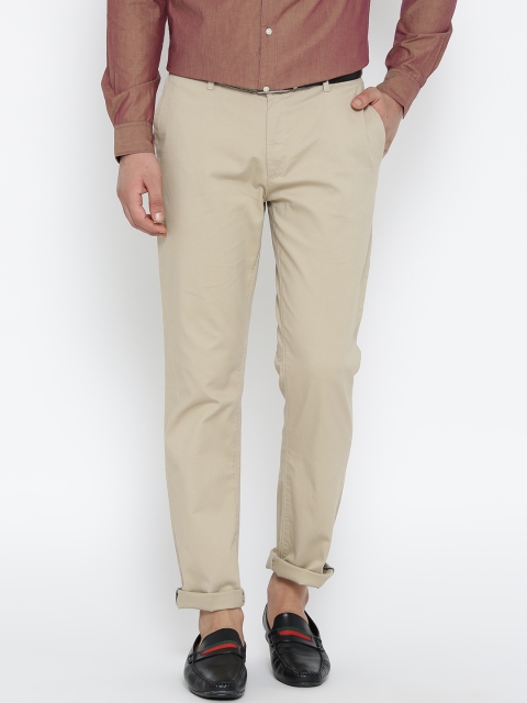 

Blackberrys Men Beige Smart Fit Solid Trousers