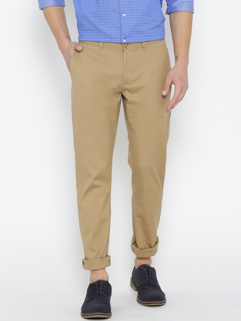 

Blackberrys Men Khaki Tapered Fit Solid Regular Trousers