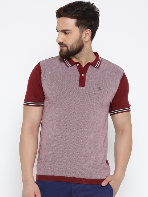 

Blackberrys Men White & Maroon Solid Polo Collar T-shirt