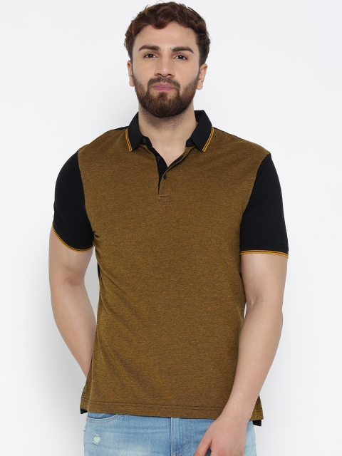

Blackberrys Men Mustard Yellow & Black Solid Polo Collar T-shirt