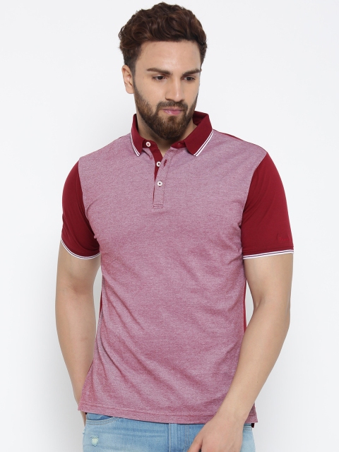 

Blackberrys Men Pink & Maroon Solid Polo Collar T-shirt