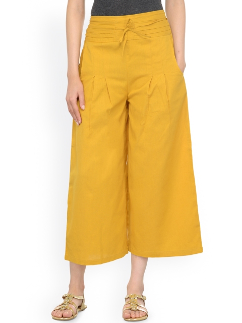 

Bitterlime Women Mustard Yellow Relaxed Regular Fit Solid Culottes