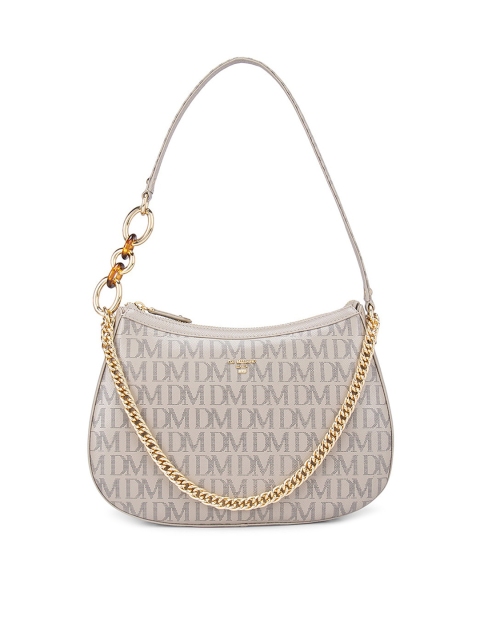 

Da Milano Beige Textured Leather Structured Hobo Bag With Quilted