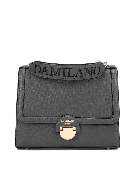 

Da Milano Grey Leather Structured Satchel