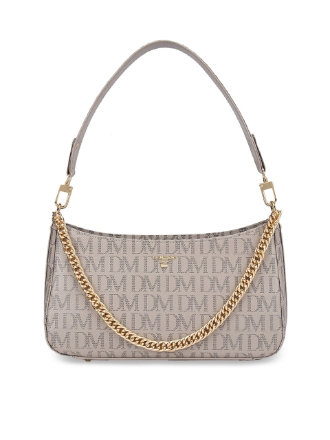 

Da Milano Beige Printed Leather Structured Handheld Bag with Tasselled Chain