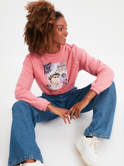 

Trendyol Women Pink Printed Sweatshirt