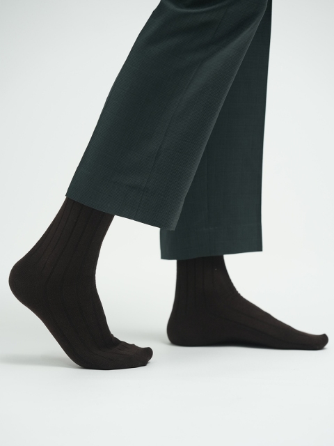 

Theater Men Brown Solid Cotton Calf-Length Socks