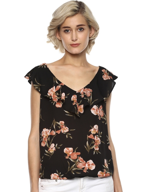 

Harpa Women Black Printed Blouson Top
