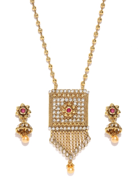 

Zobby Gold-Plated Stone-Studded Jewellery Set