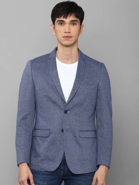 

Louis Philippe Sport Men Blue Slim-Fit Single Breasted Pure Cotton Formal Blazer