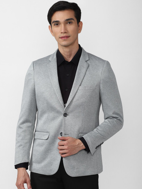 

Peter England Elite Men Grey Solid Slim-Fit Single Breasted Formal Blazer
