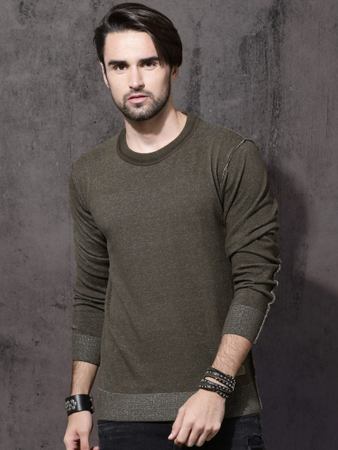 

Roadster Men Brown Solid Pullover Sweater